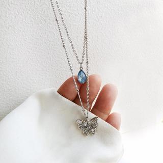 [🔥XƯỞNG SALE SẬP SÀN🔥] Set Dây Chuyền Hình Giọt Nước Màu Xanh/ Cánh Bướm Đính Đá Zircon Cổ Điển N268