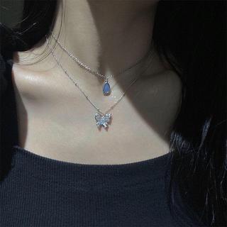 [🔥XƯỞNG SALE SẬP SÀN🔥] Set Dây Chuyền Hình Giọt Nước Màu Xanh/ Cánh Bướm Đính Đá Zircon Cổ Điển N268