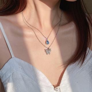 [🔥XƯỞNG SALE SẬP SÀN🔥] Set Dây Chuyền Hình Giọt Nước Màu Xanh/ Cánh Bướm Đính Đá Zircon Cổ Điển N268