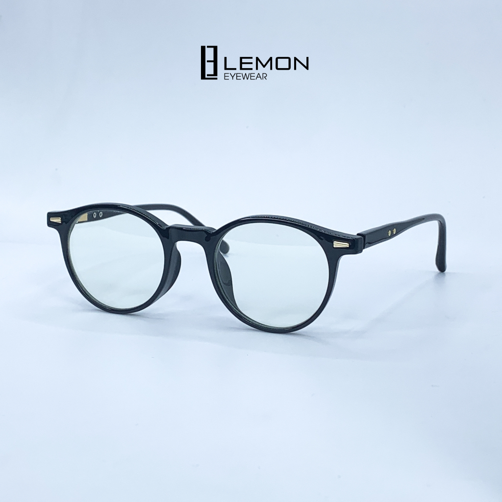 Gọng Kính Cận, Giả Cận Unisex LemonEyewear Mắt Tròn Nhựa Cứng Càng Kim Loại LE7158