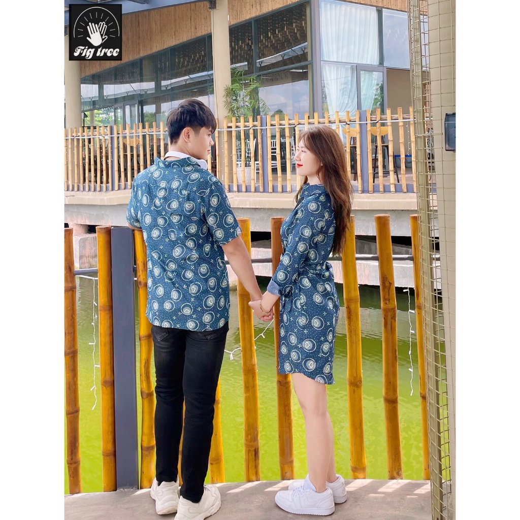 Set Đồ Đôi Denim Fig Tree Họa Tiết Hình Trái Tim Siêu Xinh!!! ( MS : 175)