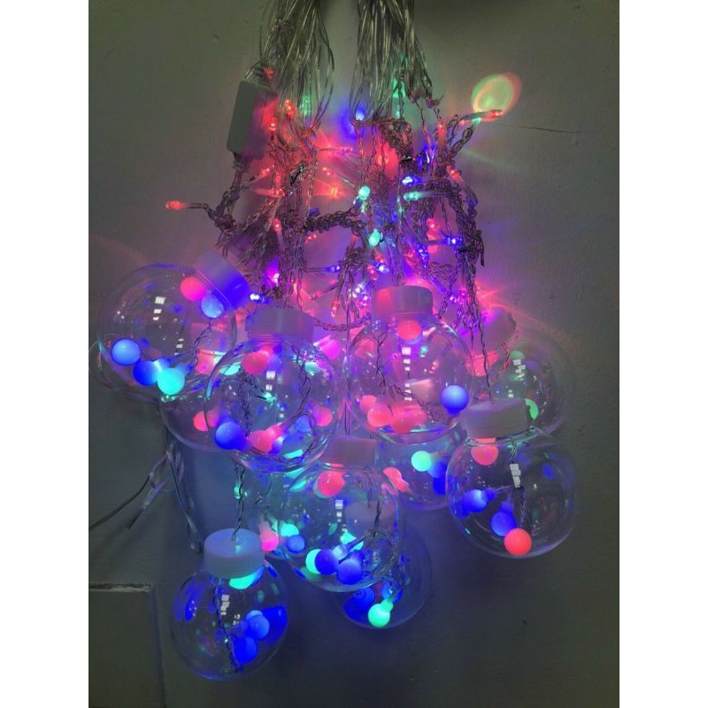 Dây Đèn LED chớp kiểu màn chùm banh 12 quả - Dây dài 4m - Trang trí Noel