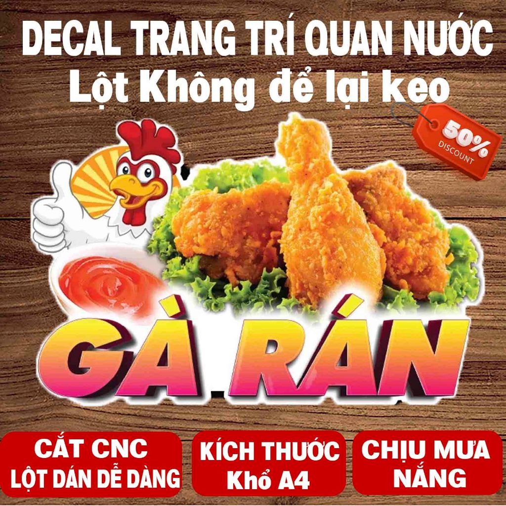DECAL Gà Rán - Trang Trí Quán Nước, Xe Đẩy, Tường, Tủ Kính với Thiết Kế ...