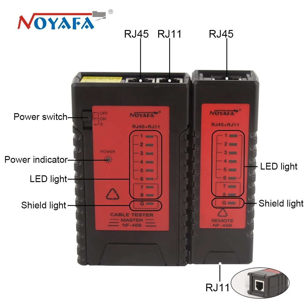 Hộp test cáp mạng Noyafa NF-468B chính hãng, Máy test mạng 3 chức năng ...