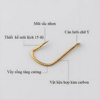 Lưỡi Câu Đài Nanh Sói Vẩy Rồng Super Lưỡi Câu Cá Dáng Vênh Chất Liệu Thép Carbon Cao Cấp