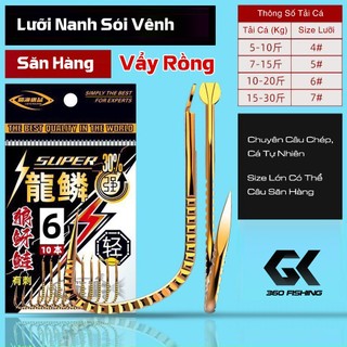 Lưỡi Câu Đài Nanh Sói Vẩy Rồng Super Lưỡi Câu Cá Dáng Vênh Chất Liệu Thép Carbon Cao Cấp