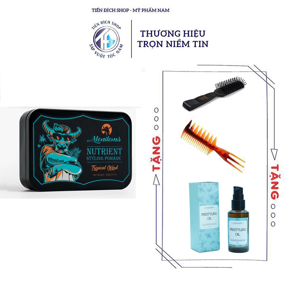 [CHÍNH HÃNG] Sáp vuốt tóc Menitems HươngTropical Wind 100gr + Tặng lược ...