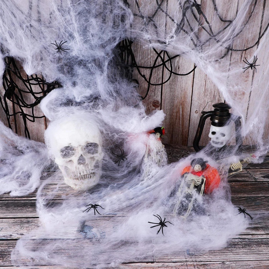 Tơ nhện kèm Nhện giả trang trí Halloween
