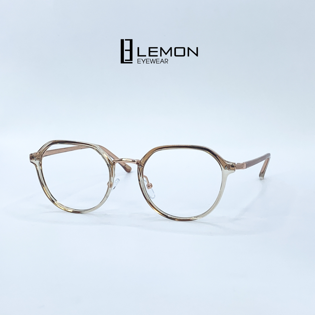 Gọng kính cận mắt tròn LemonEyewear unisex chất liệu nhựa có cốt kim loại cực đẹp LE2366