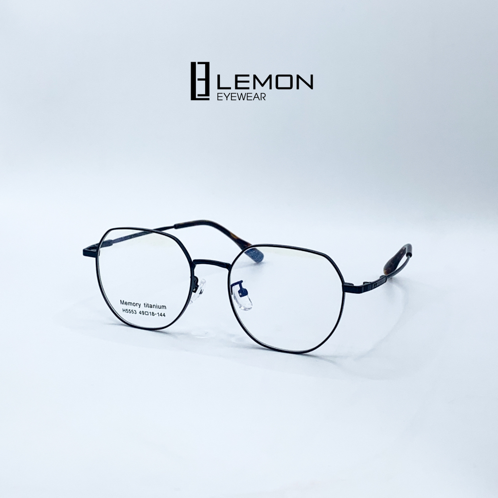 Gọng kính cận titan không rỉ LemonEyewear nam nữ dáng mắt đa giác thời trang LE5553