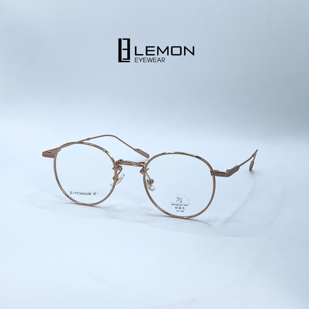 Gọng kính cận nam nữ LemonEyewear gọng titan cao cấp kiểu dáng mắt tròn LE22010