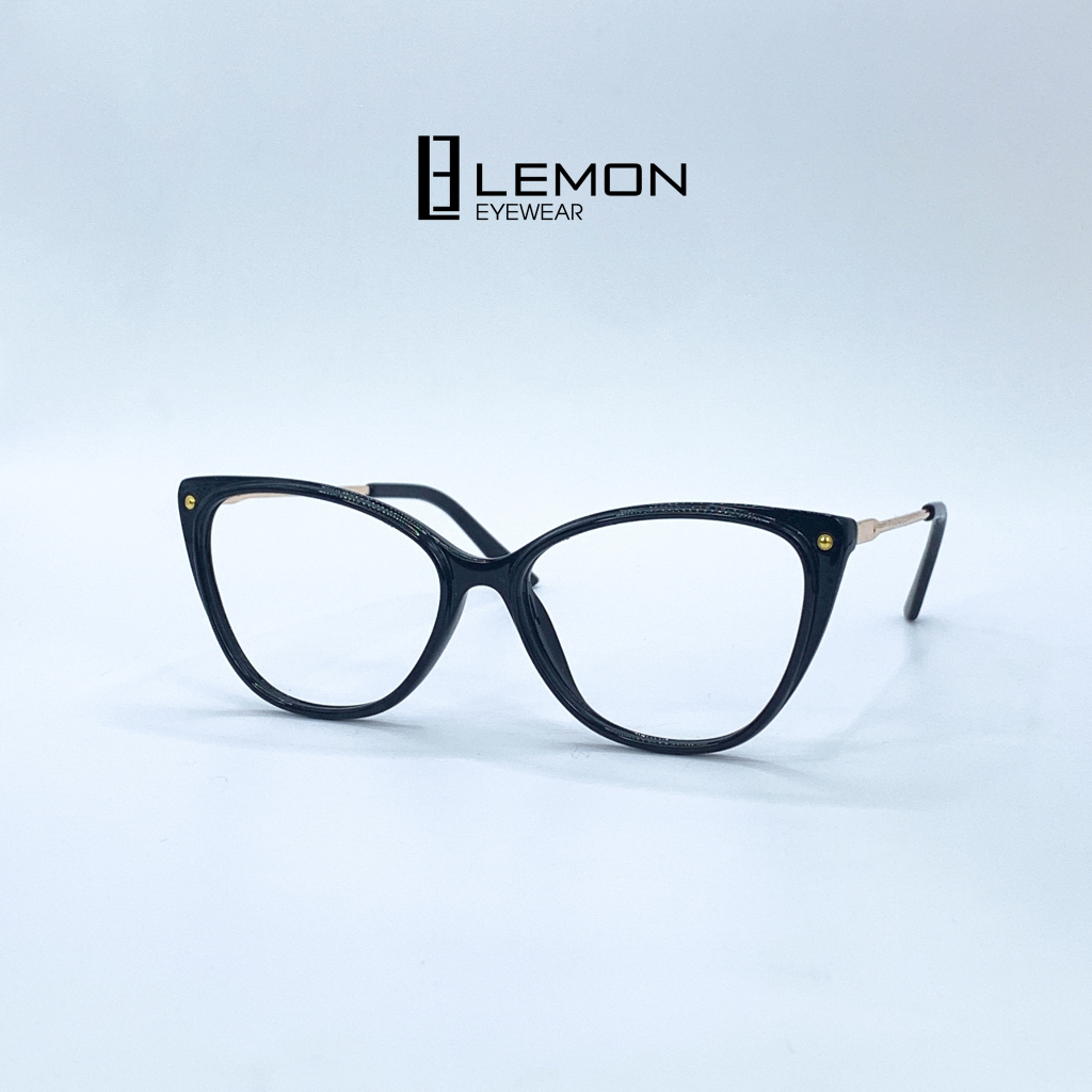 Gọng kính mắt mèo, kính cận nữ thời trang cá tính LemonEyewear chốt lò xo cao cấp LE87008