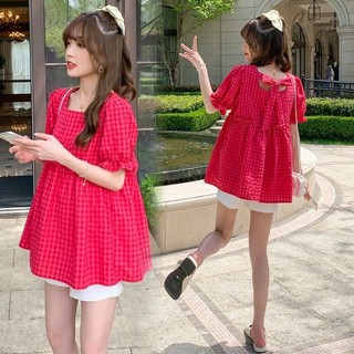 Áo bầu thiết kế kẻ, tay bồng babydoll xinh xắn (Babyboll Kẻ)