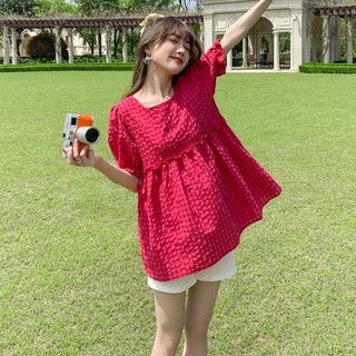 Áo bầu thiết kế kẻ, tay bồng babydoll xinh xắn (Babyboll Kẻ)