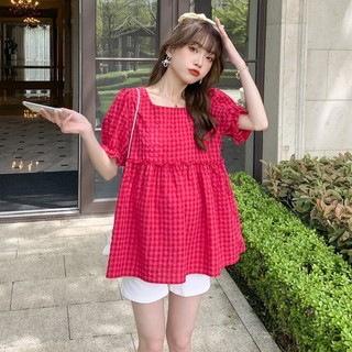 Áo bầu thiết kế kẻ, tay bồng babydoll xinh xắn (Babyboll Kẻ)