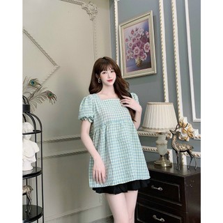 Áo bầu thiết kế kẻ, tay bồng babydoll xinh xắn (Babyboll Kẻ)