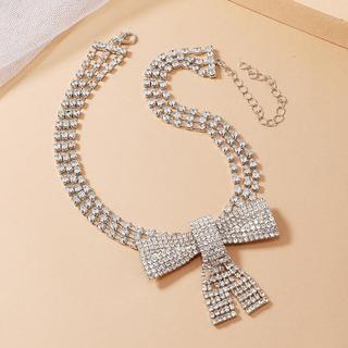 [🔥XƯỞNG SALE SẬP SÀN🔥] Vòng Cổ Choker Khảm Bạc Phối Nơ Đính Đá Lấp Lánh Sang Trọng Đi Tiệc N203