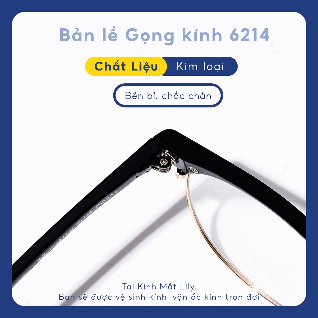 Ảnh Gọng kính nam nữ Lilyeyewear kim loại càng nhựa, mắt tròn, nhiều màu 622314 2