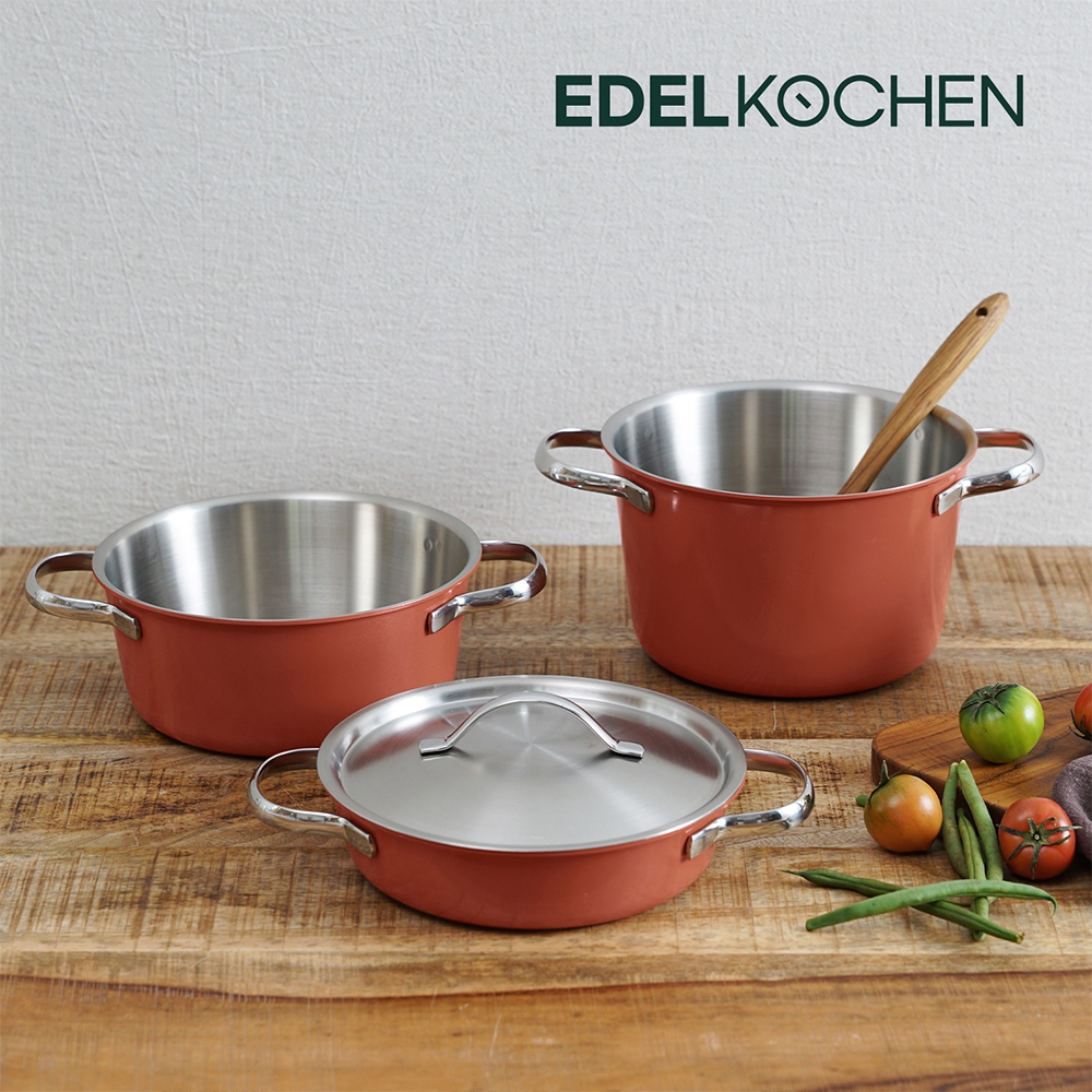Bộ nồi chảo inox 3 món, 5 lớp nguyên khối cao cấp Edelkochen Chak Chak ...