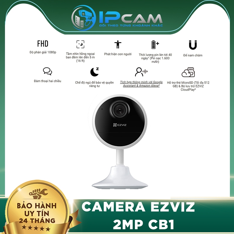 Camera Wi-Fi EZVIZ CB1 Không Dây Pin Sạc 1600 mAh, Đầu Sạc Type-C, AI ...