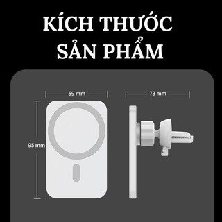Giá Đỡ Điện Thoại Trên Ô Tô Kiêm Sạc Magsafe Không Dây Hít Nam Châm 15W Gắn Lỗ Thông Gió Xe Hơi Cho iP 12 13 14 15