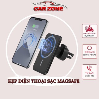 Giá Đỡ Điện Thoại Trên Ô Tô Kiêm Sạc Magsafe Không Dây Hít Nam Châm 15W Gắn Lỗ Thông Gió Xe Hơi Cho iP 12 13 14 15