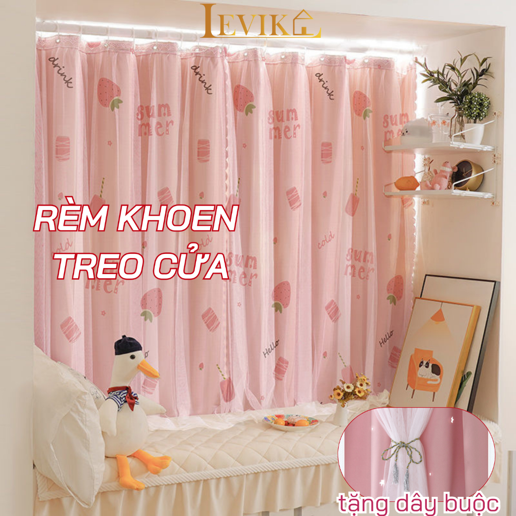 Ảnh Rèm Khoen hoạ tiết treo tường chống nắng, trang trí cửa sổ  phòng khách decord phòng ngủ sang trọng tặng dây buộc rèm 3