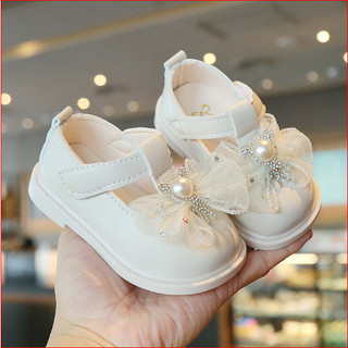 Sz 15-19 Giày Búp Bê Tập Đi Mũi Vuông Đính Nơ Ruy Băng Đá Siêu Mềm Cho Bé 0-2 Tuổi K225