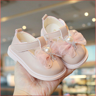 Sz 15-19 Giày Búp Bê Tập Đi Mũi Vuông Đính Nơ Ruy Băng Đá Siêu Mềm Cho Bé 0-2 Tuổi K225