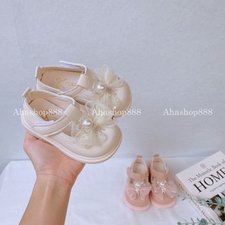 Sz 15-19 Giày Búp Bê Tập Đi Mũi Vuông Đính Nơ Ruy Băng Đá Siêu Mềm Cho Bé 0-2 Tuổi K225
