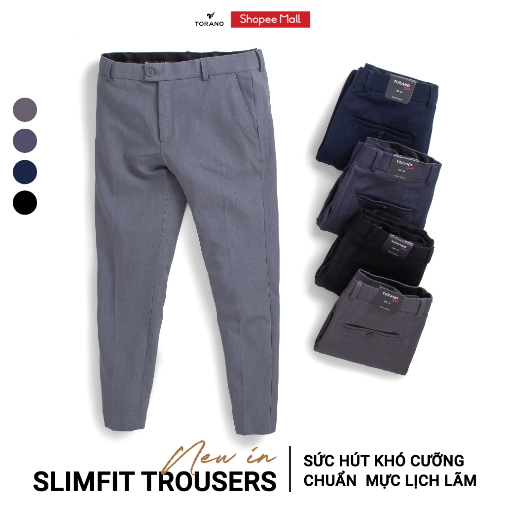 Quần âu nam TORANO slim-fit cạp trơn chuẩn phom DABT900