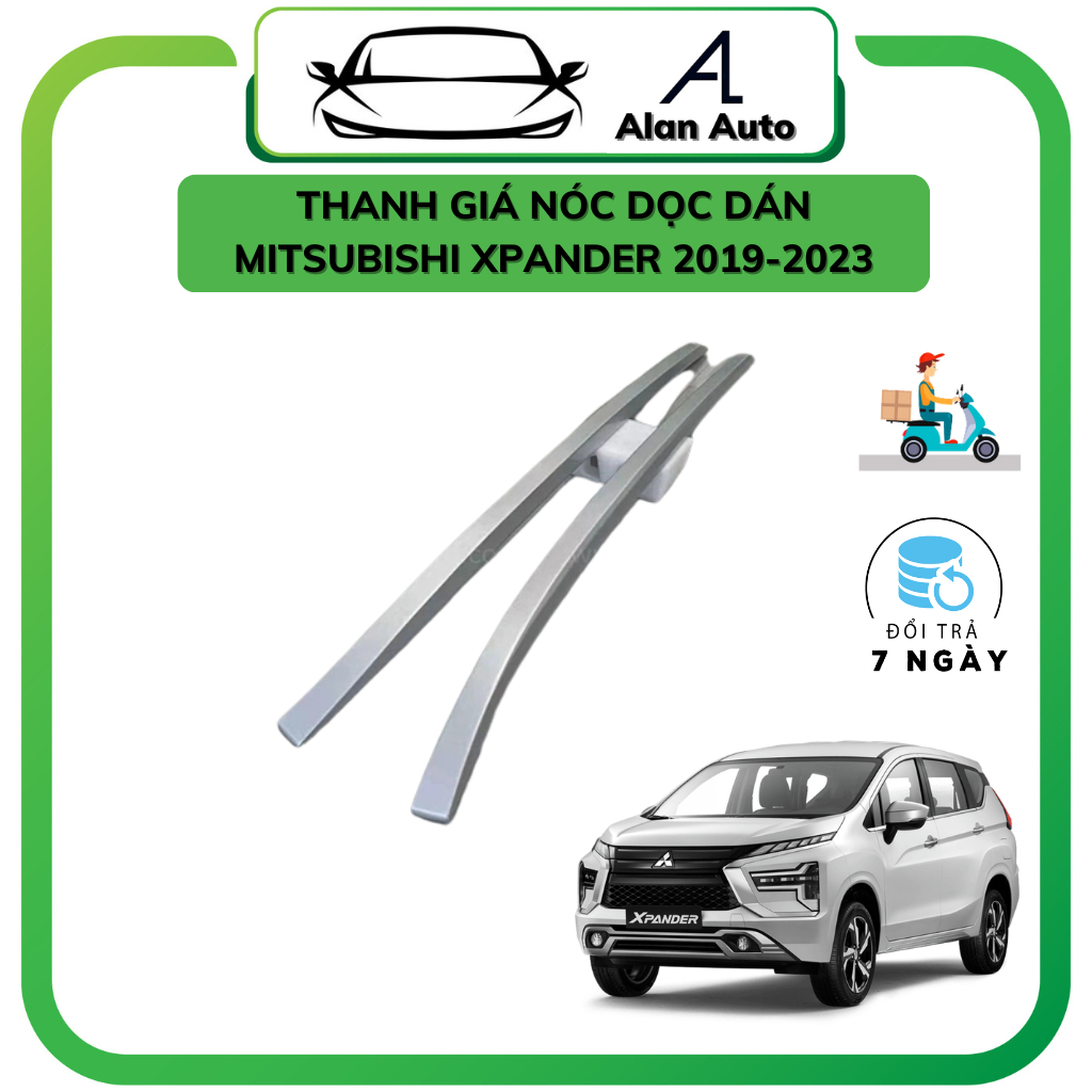 Thanh giá nóc xe Mitsubishi Xpander, Xpander Cross, Thanh nóc chân thấp,Chất liệu nhôm bạc cao cấp