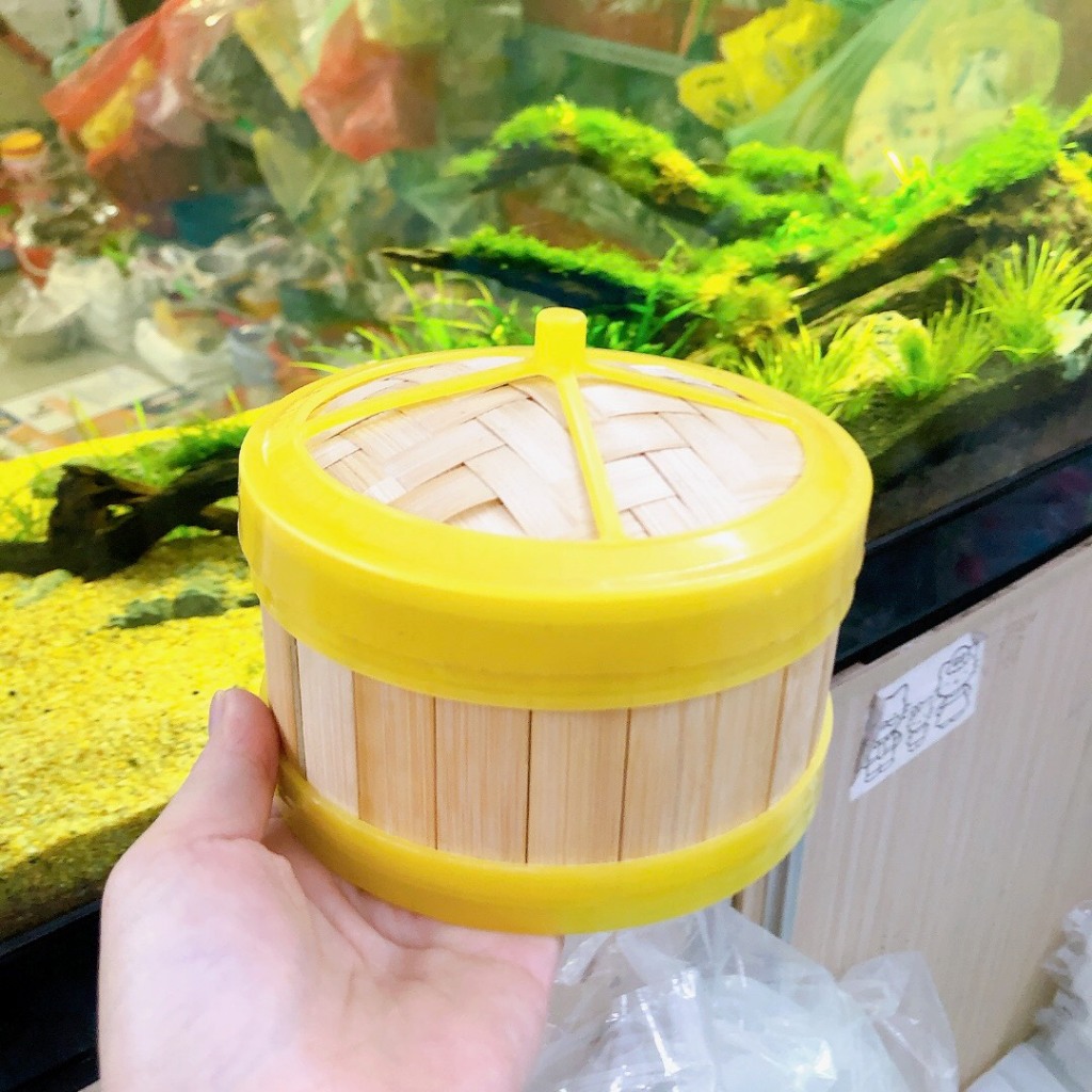 Xửng hấp tròn tre viền nhựa có nắp - Hấp DIMSUM - BÁNH BAO - HÁ CẢO...(đủ size)