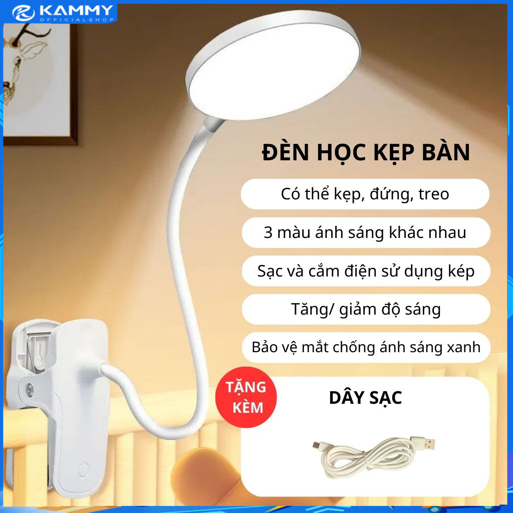 【Rẻ】Đèn bàn LED, có thể kẹp, có thể đứng, đèn ngủ học bảo vệ mắt, đèn bàn nhỏ ký túc xá, đèn ngủ học trong phòng ngủ