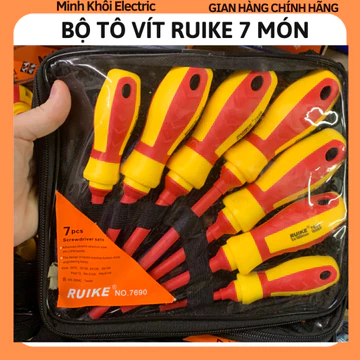 Bộ tô vít cách điện Ruike Nhật Bản 7 món,bộ tua vít Ruike cách điện 7 loại vít Japan,bộ tuốc nơ vít 1000v, bộ tua vít đa