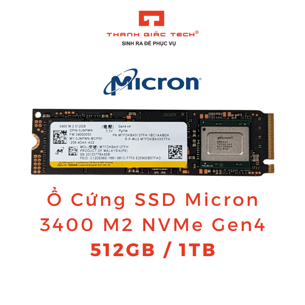 Dell 512 2280 NVMe PCIe Gen4 SSD Micron 3400 MTFDKBA512TFH , 50% OFF