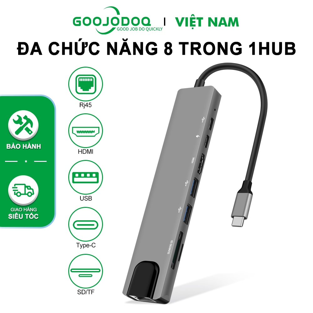USB C Hub Goojodoq Type-C 3.1 đến 4K Đầu đọc thẻ nhớ USB SD / TF tương ...