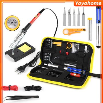 bộ 15 món Mỏ hàn thiếc điều chỉnh nhiệt độ, máy hàn chì mini, mỏ hàn tq936 60w 220v và phụ kiện hàn, thiếc hàn, kệ hàn