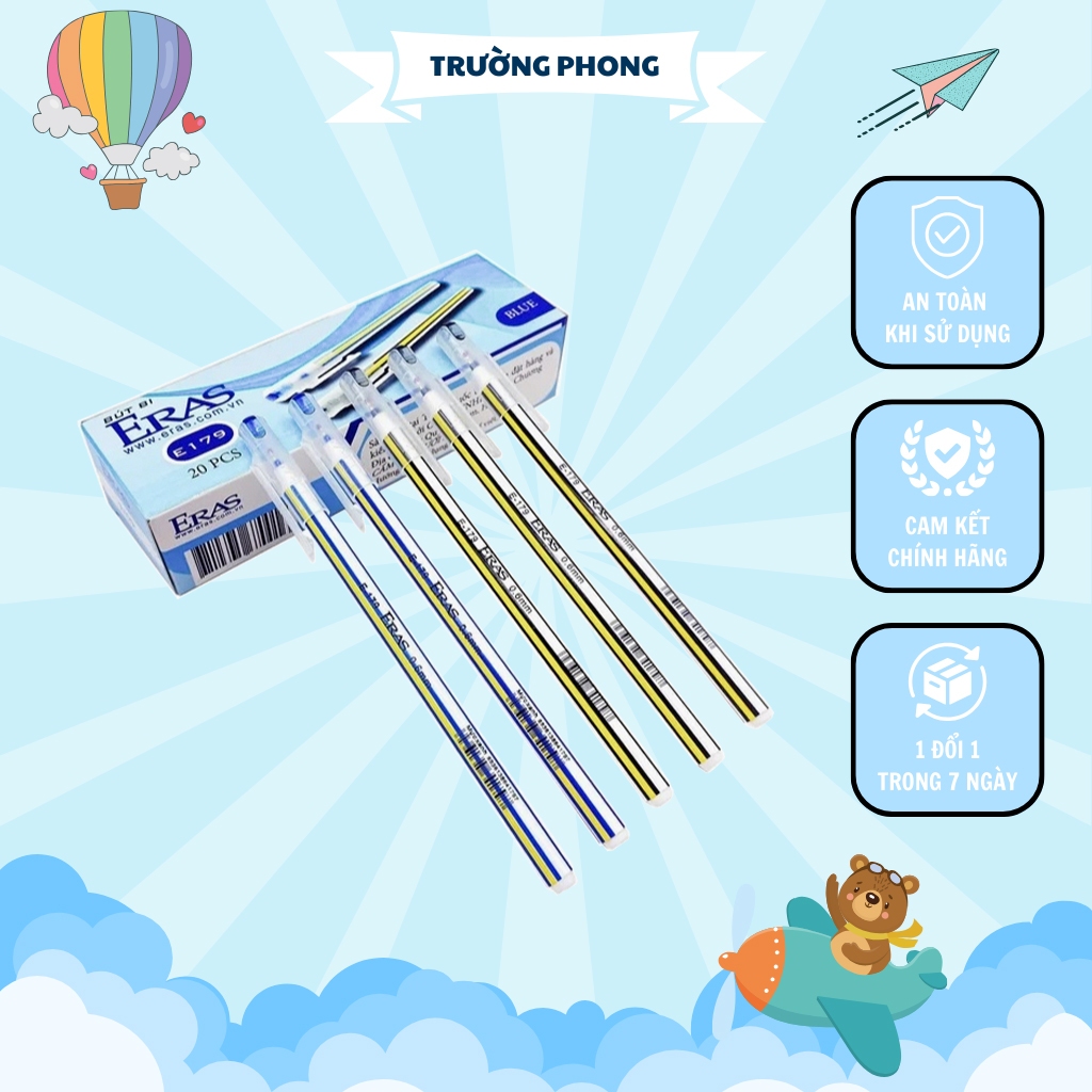 Bút Bi Nến ERAS E179 | Combo 20 Chiếc, Ngòi 0.6mm | Viết Êm Mượt ...