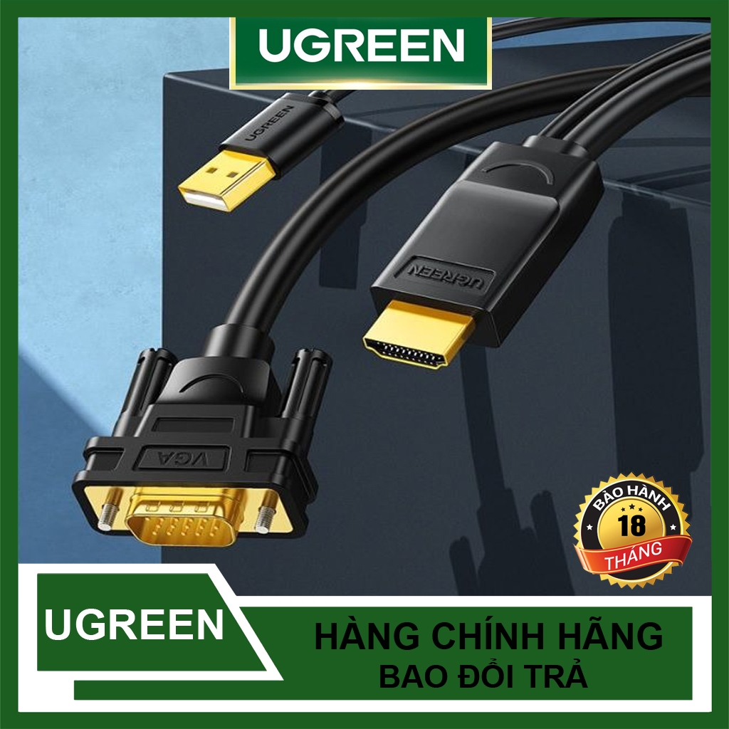 Cáp Chuyển HDMI Ra VGA Ugreen 30449 Full HD 1080P*60Hz Hàng Chính