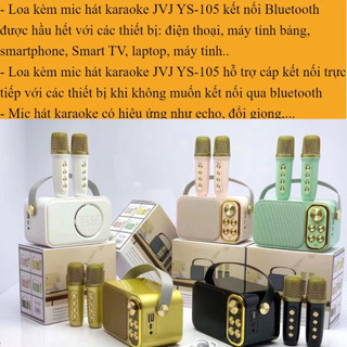 Loa Bluetooth Mini Karaoke Kèm 2 Mic YS-105 Không Dây, Đổi Giọng, Công Suất Lớn, Nhỏ Gọn, BH 2 Năm