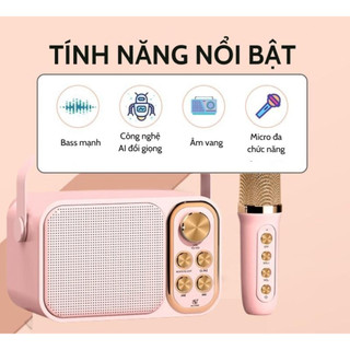 Loa Bluetooth Mini Karaoke Kèm 2 Mic YS-105 Không Dây, Đổi Giọng, Công Suất Lớn, Nhỏ Gọn, BH 2 Năm