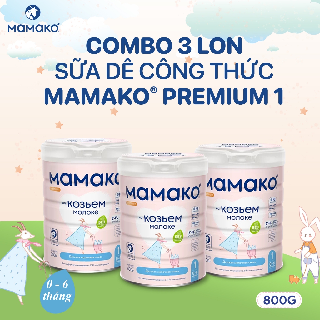 Ảnh Sữa Dê Công Thức MAMAKO Premium 1 - 800g COMBO 3 LON 3