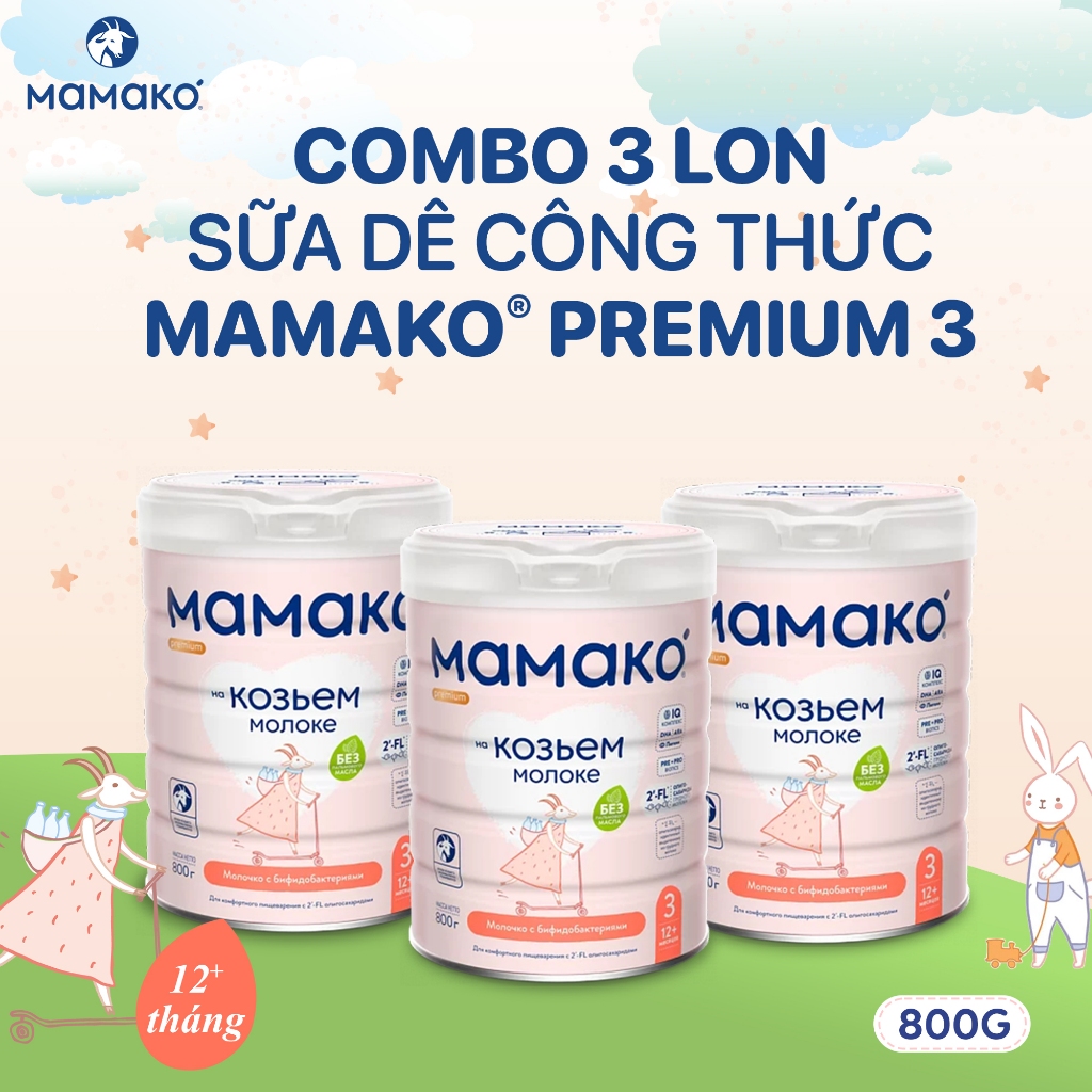 Ảnh COMBO 3 LON Sữa Dê Công Thức MAMAKO Premium Số 3 - 800g 4