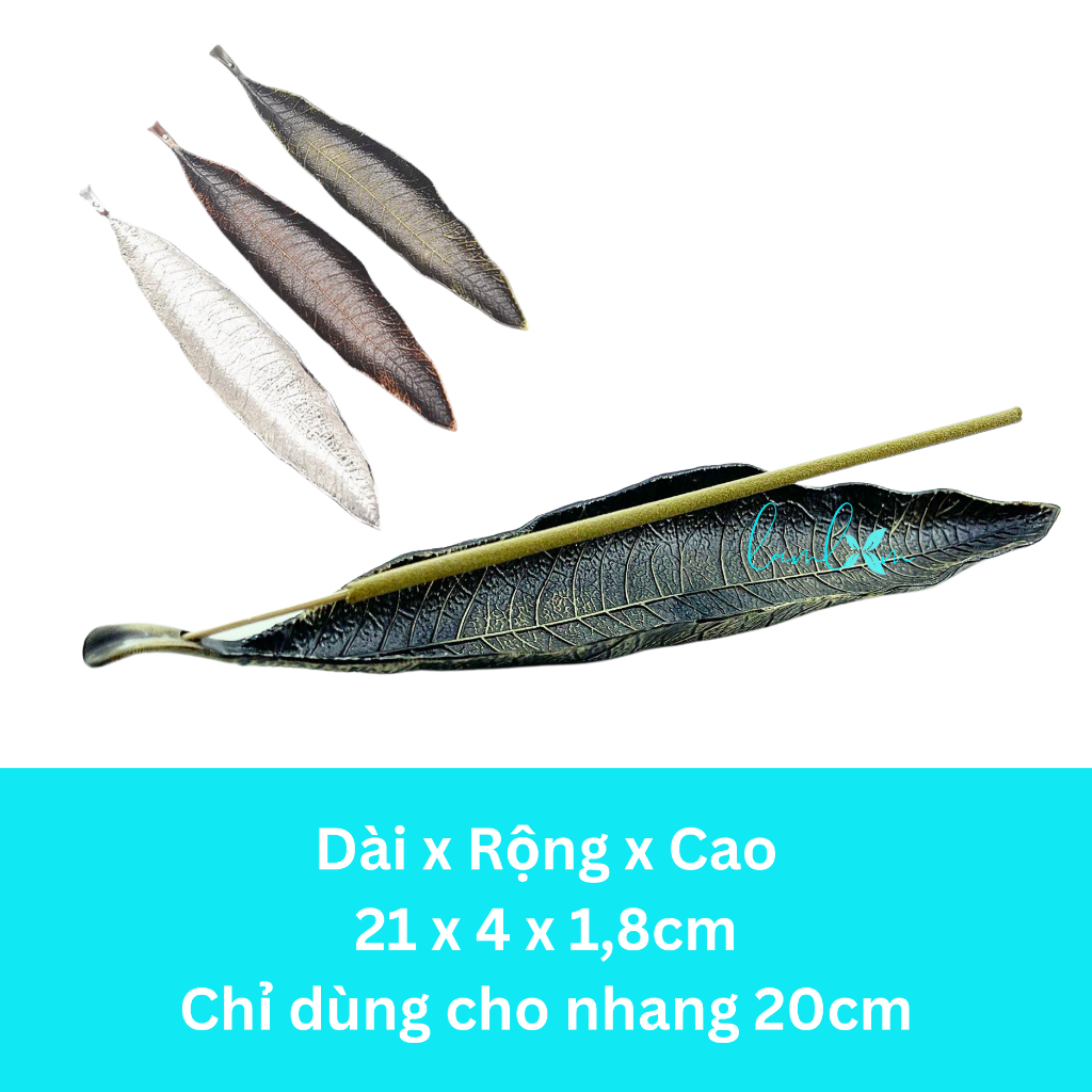 Đế cắm nhang hình chiếc lá bằng hợp kim tinh xảo, nhẹ và bền dùng cho nhang 20cm