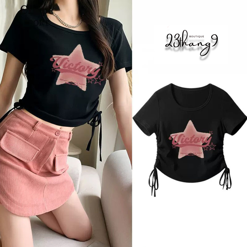 Áo baby tee , Áo thun baby tee croptop tay ngắn màu trắng màu đen dây ...