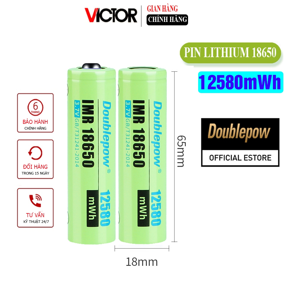 Cell pin 18650 Doublepow 12950mWh đầu lồi và đầu bằng (nhiều lựa chọn ...