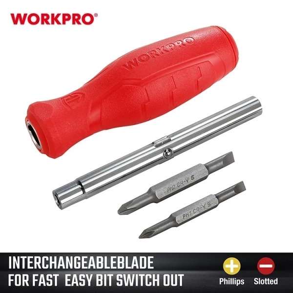 Tua vít đổi đầu 6 trong 1 WP221066 đa năng, giá ưu đãi - Thép hợp kim Cr-V cao cấp - Thương hiệu WORKPRO top 2 thế giới