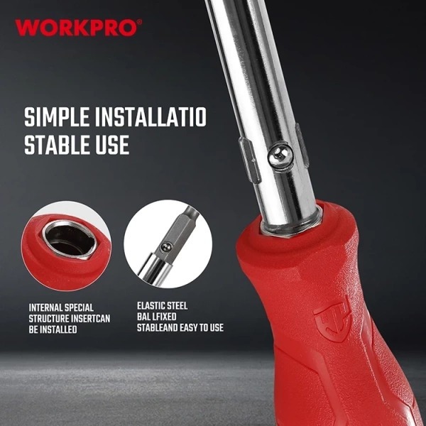 Tua vít đổi đầu 6 trong 1 WP221066 đa năng, giá ưu đãi - Thép hợp kim Cr-V cao cấp - Thương hiệu WORKPRO top 2 thế giới