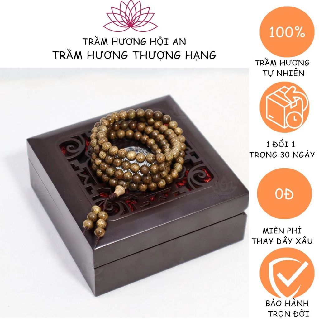 Vòng Tay Trầm Hương Tốc Tự Nhiên 108 Hạt 6/7/8mm – Thời Trang Phong Thủy Bình An